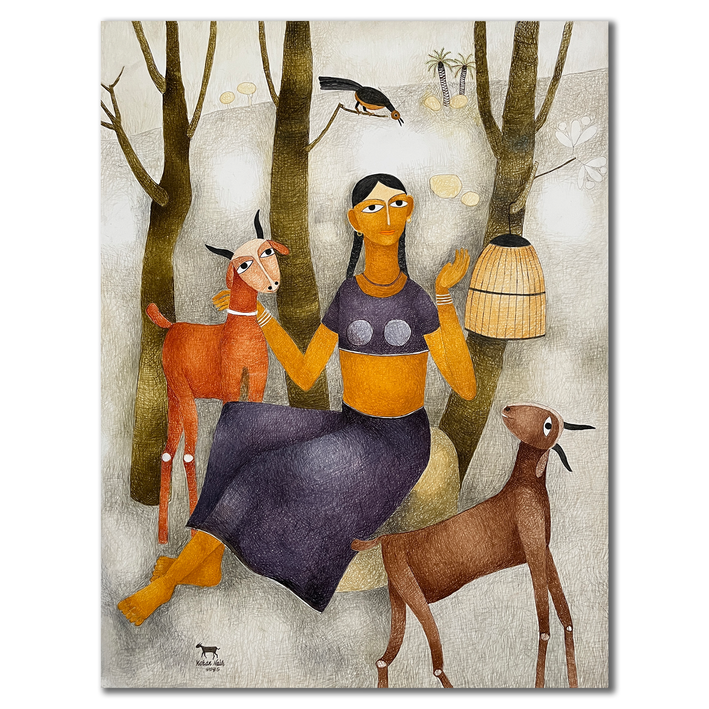 Girl with her Companions