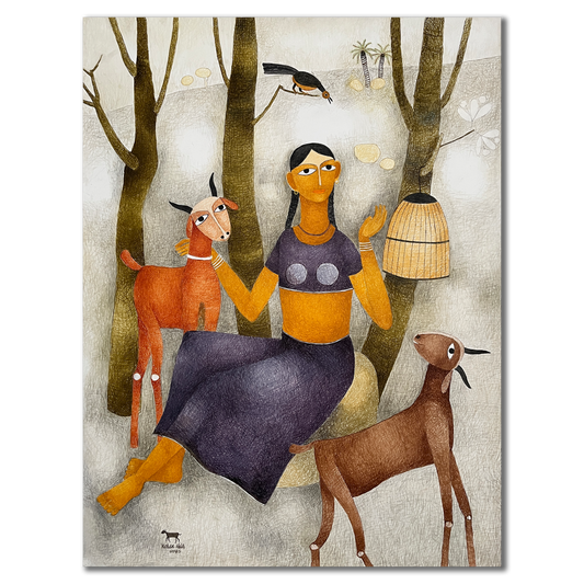 Girl with her Companions